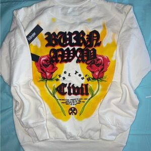 Civil Regime White Graphic Crewneck Sweatshirt